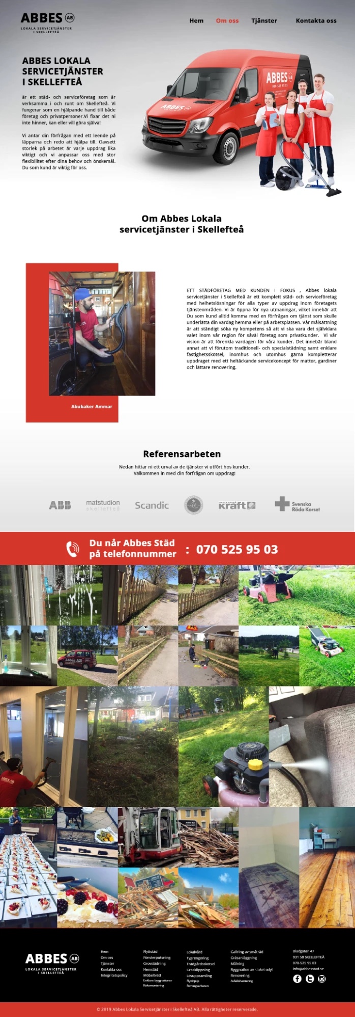 The Abbes About page with the founder and photos of their work