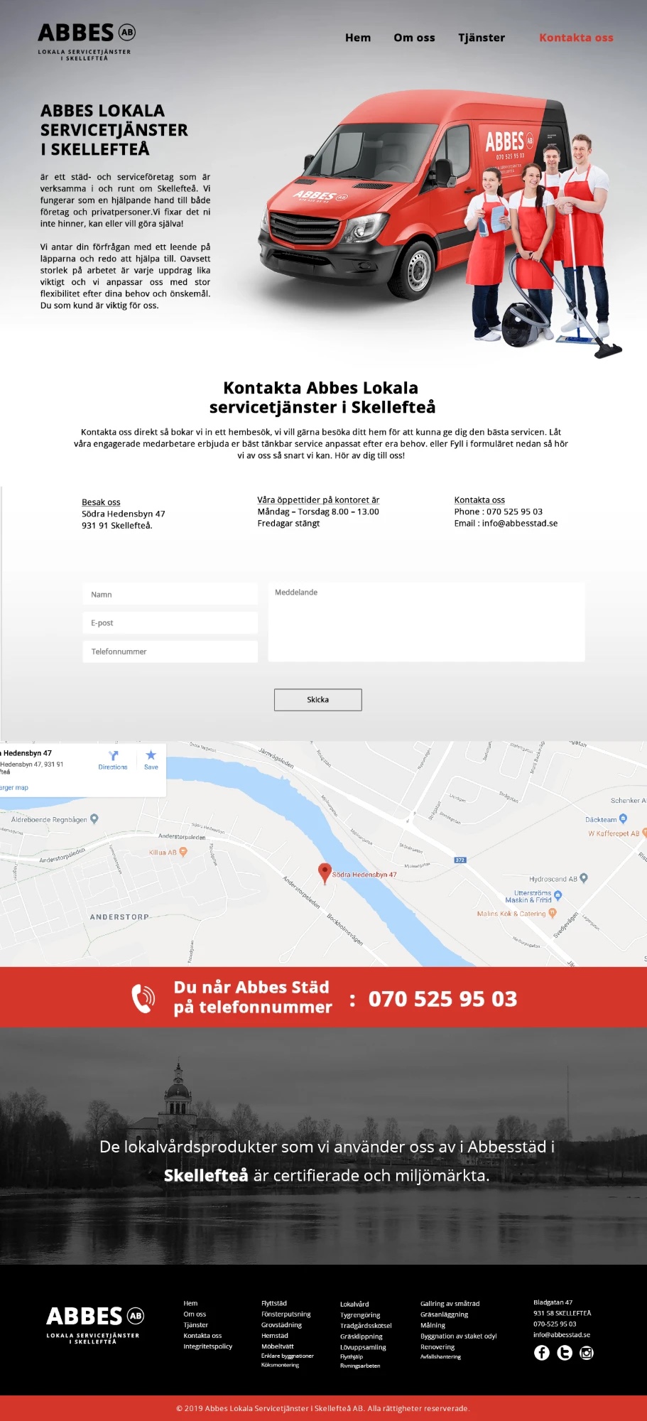 The Abbes contact page with form, opening hours and map