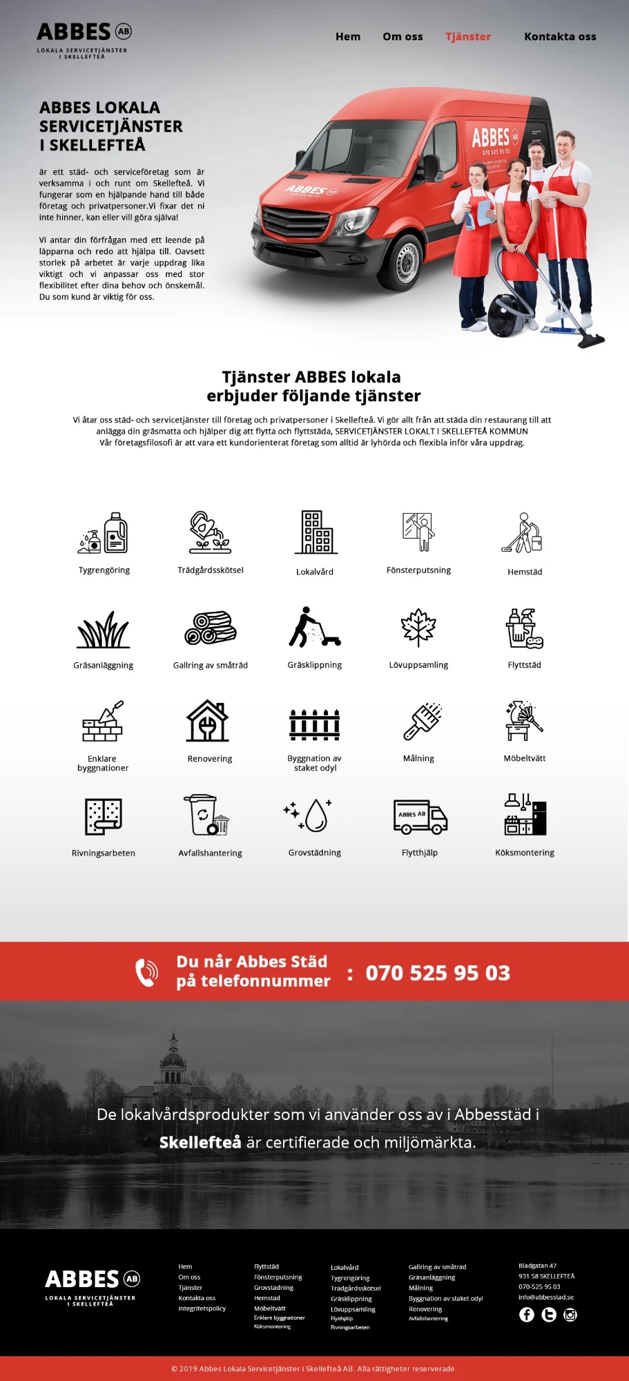 The full Abbes services page with twenty service icons