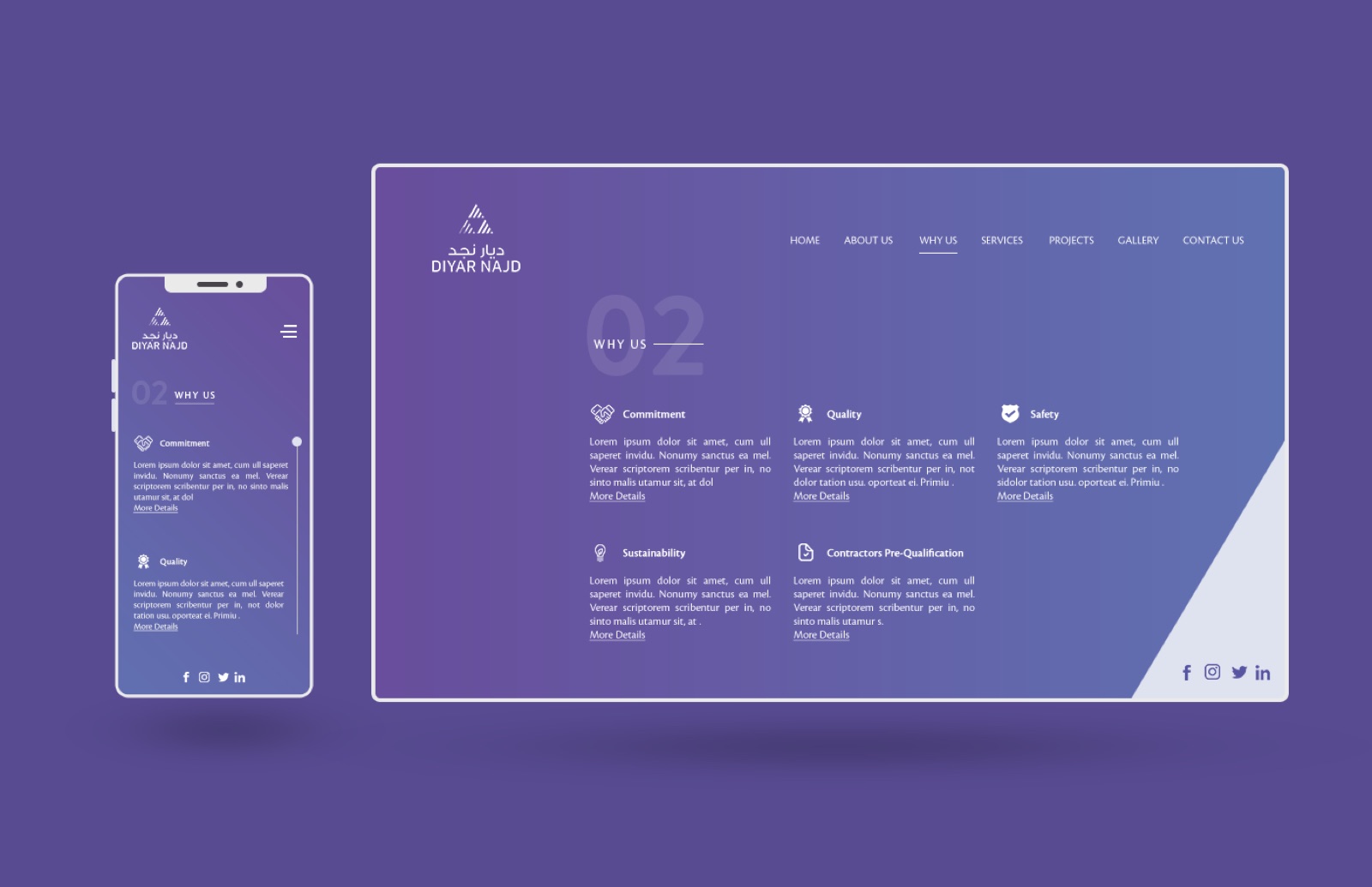 Diyar Najd website on mobile and desktop