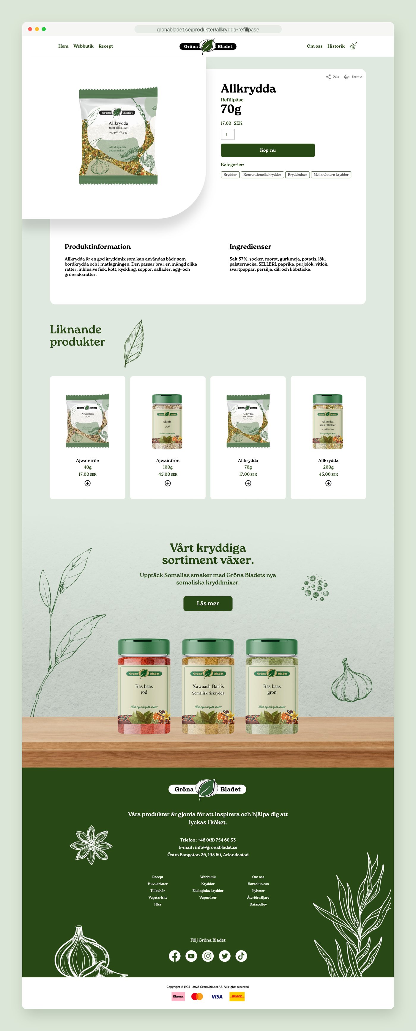 The full Gröna Bladet product page for Allkrydda