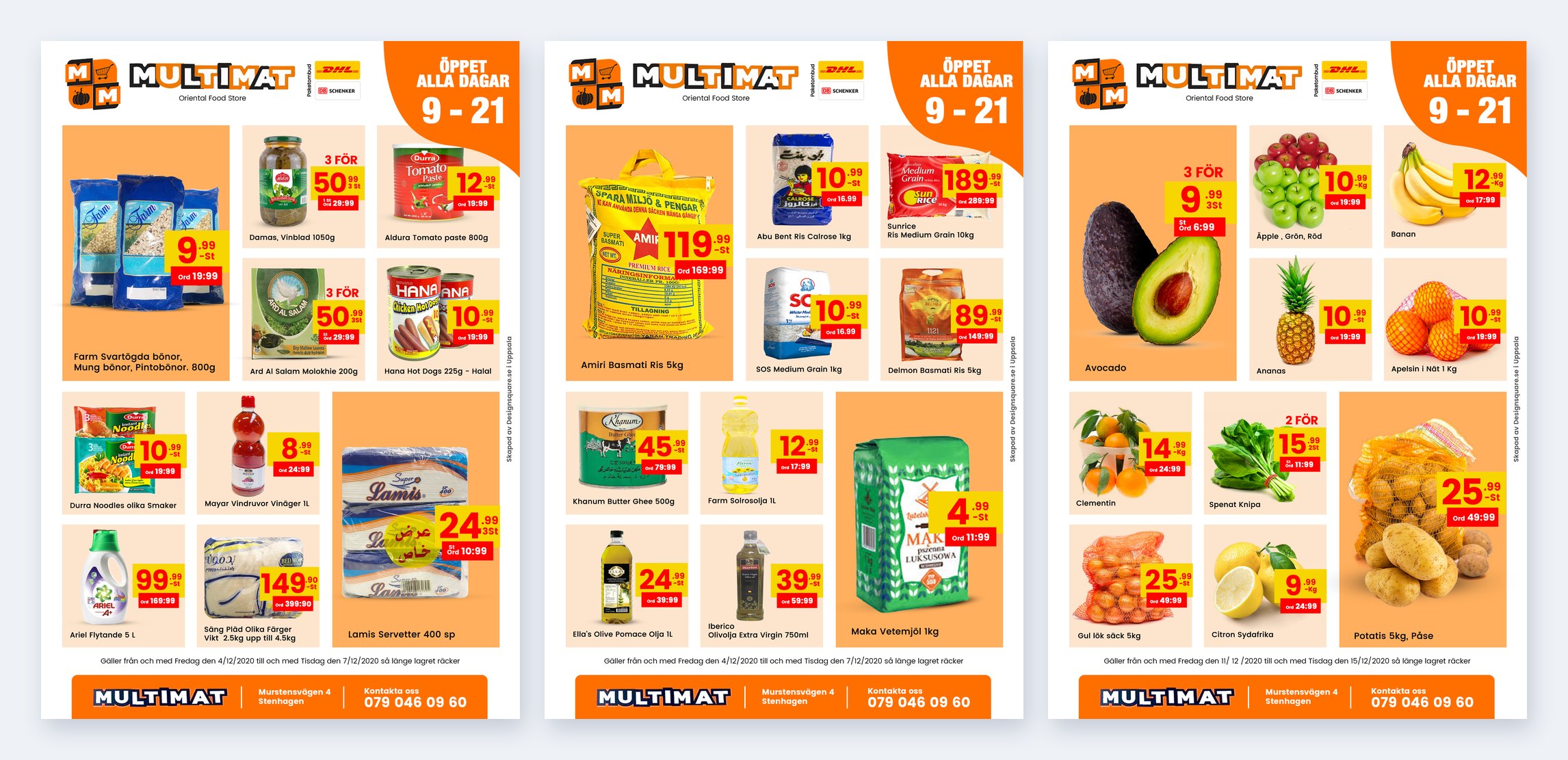 Three Multimat weekly offer flyers from December 2020