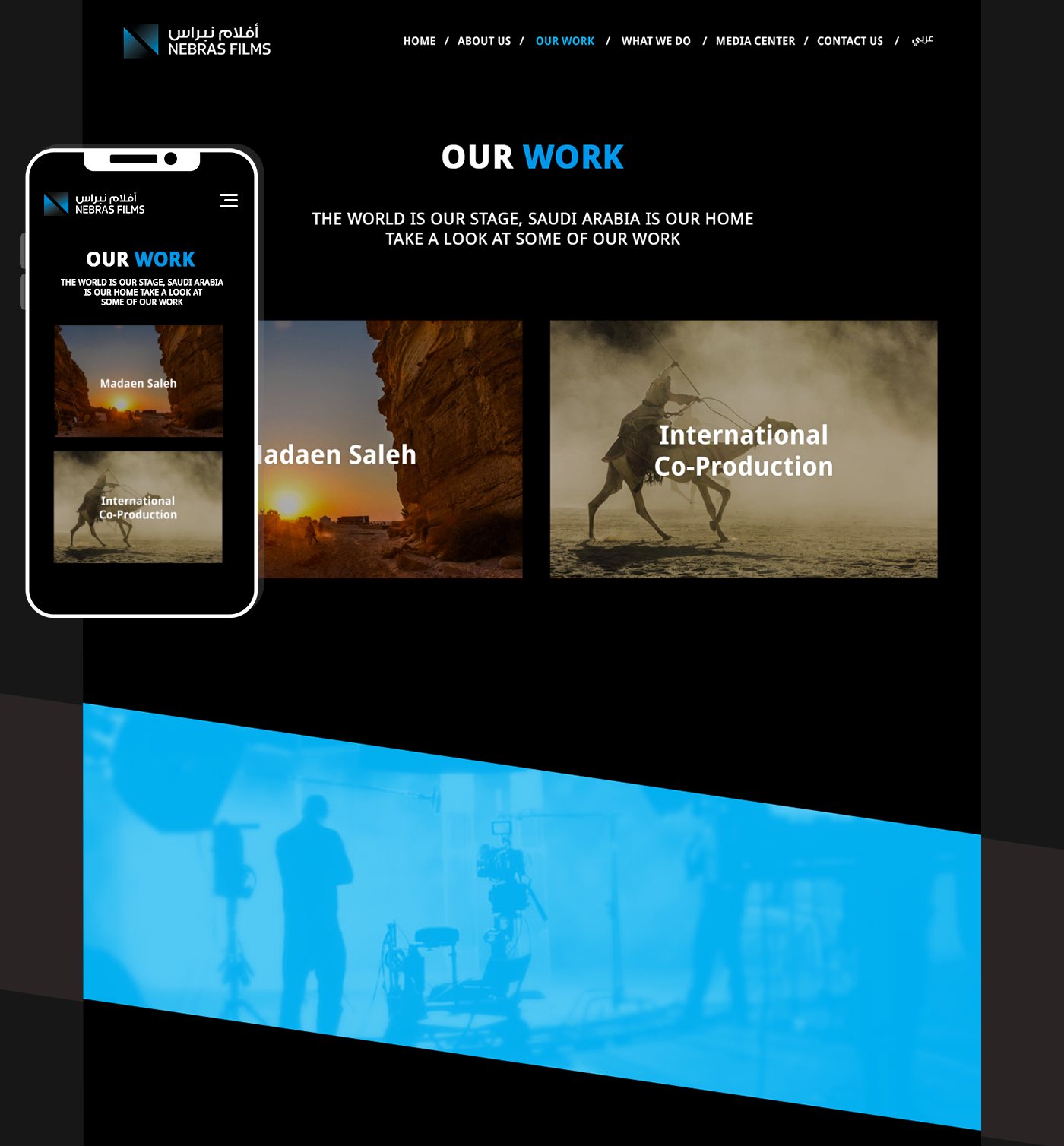 The Nebras Films Our work page on desktop and mobile